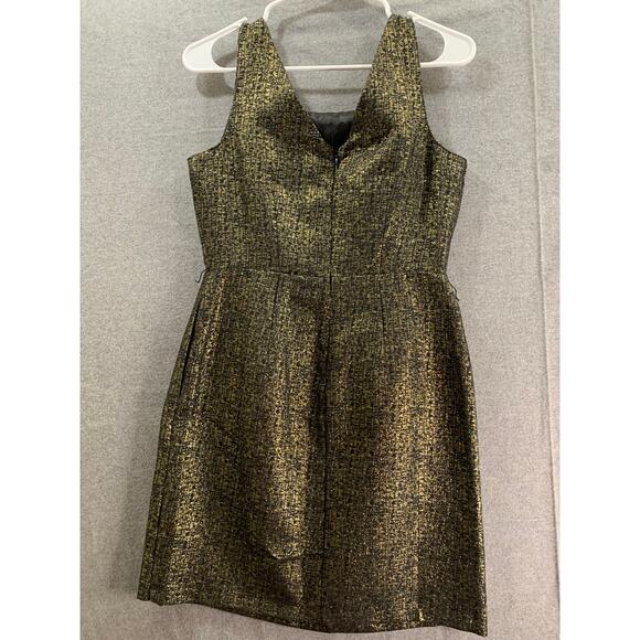 Attention Dress Women Size 2 Black and Gold Metallic Mini Dress Sleeveless - Picture 2 of 6